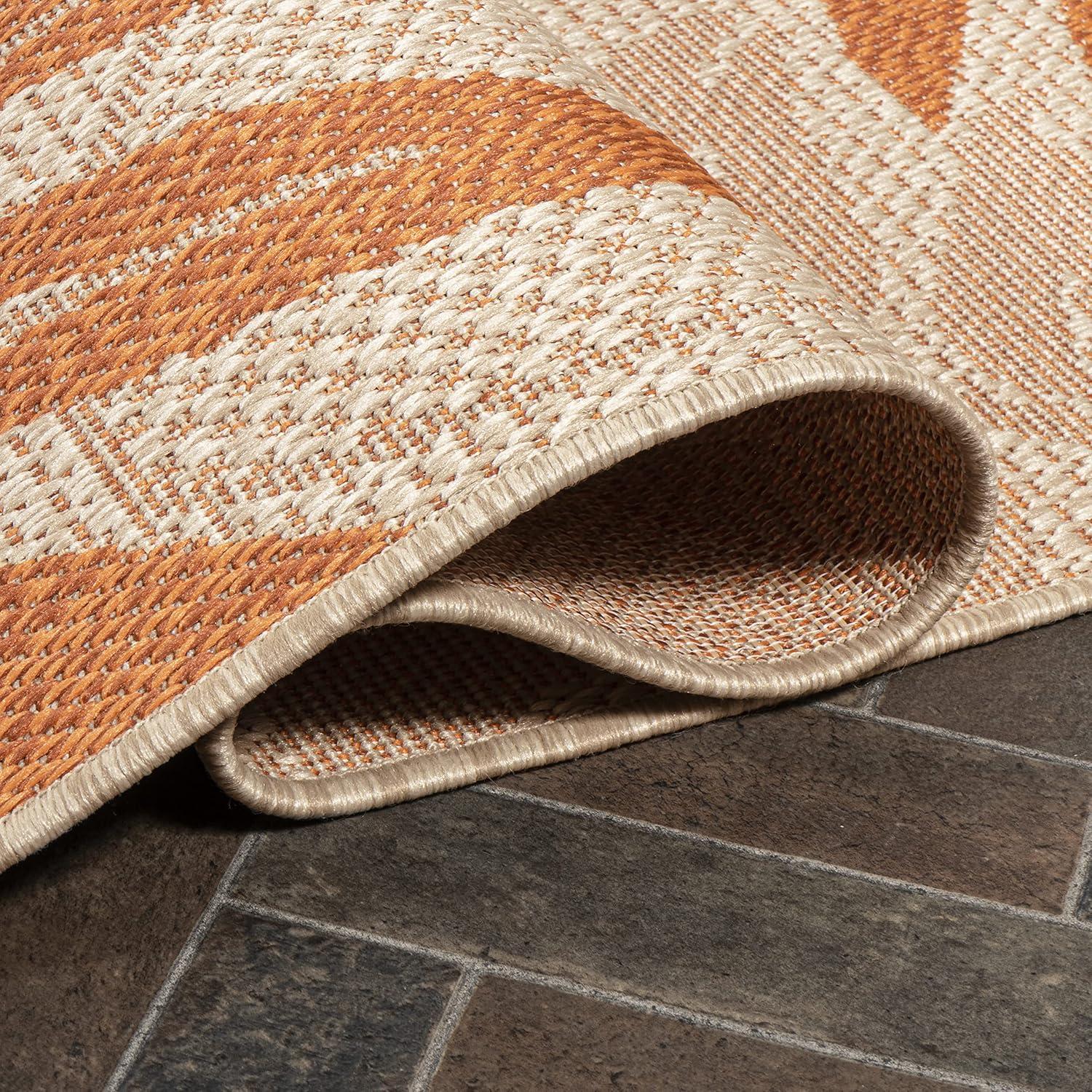 3' x 5' Havana Tropical Palm Leaf Indoor/Outdoor Area Rug, Cream/Orange - JONATHAN Y