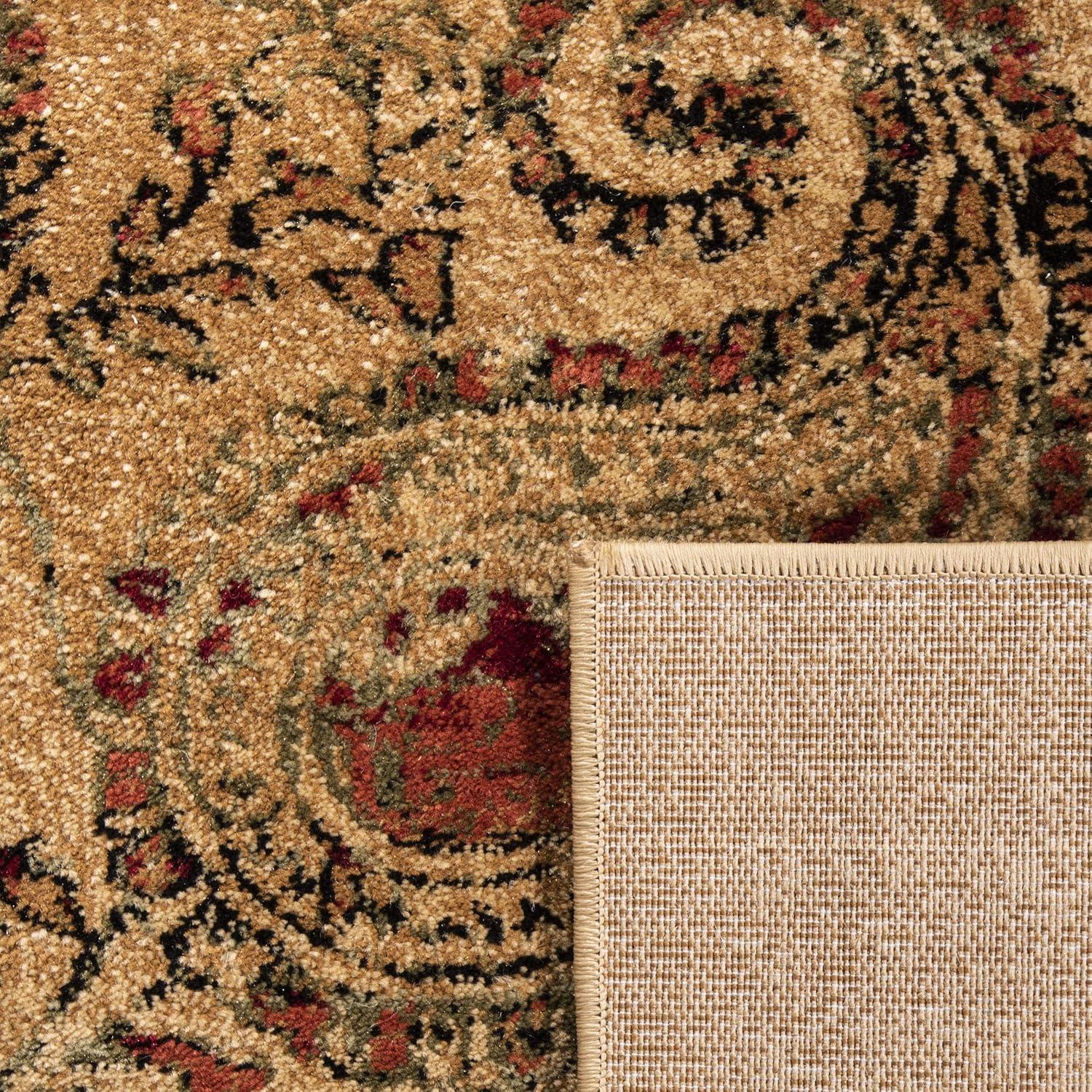 Beige and Multicolor Synthetic 4' x 6' Stain-Resistant Area Rug