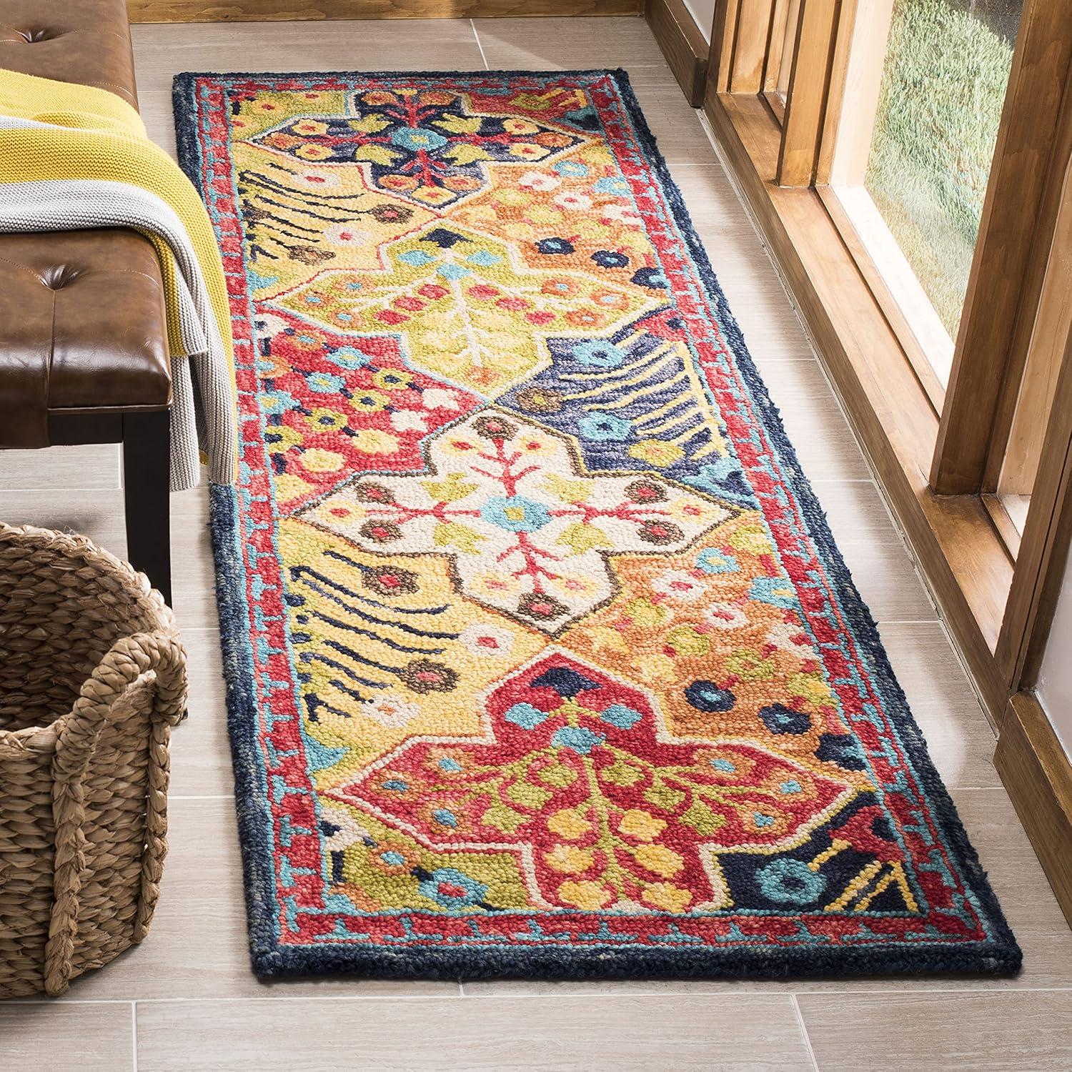 Aspen APN514 Hand Tufted Runner Rug - Blue/Orange - 2'3"x11' - Safavieh.