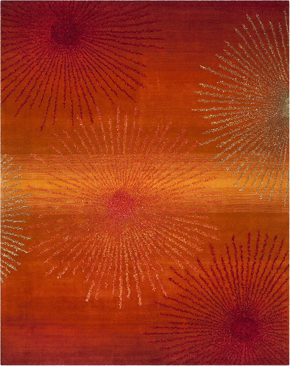 SAFAVIEH Soho Fiesta Celebration Wool Area Rug, Rust/Multi, 5' x 8'