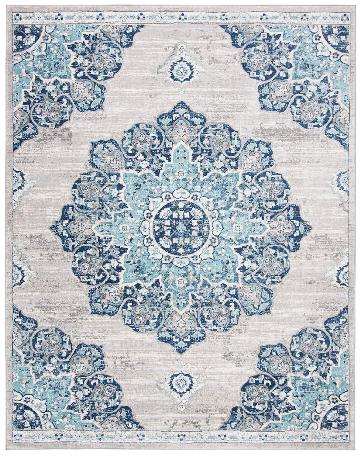 Brentwood BNT849 Power Loomed Area Rug - Navy/Light Grey - 8'x10' - Safavieh.