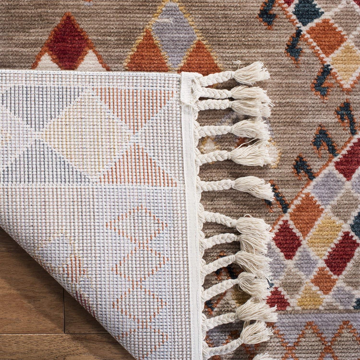 Farmhouse FMH852 Power Loomed Indoor Area Rug - Taupe/Navy - 5'1"x7'3" - Safavieh