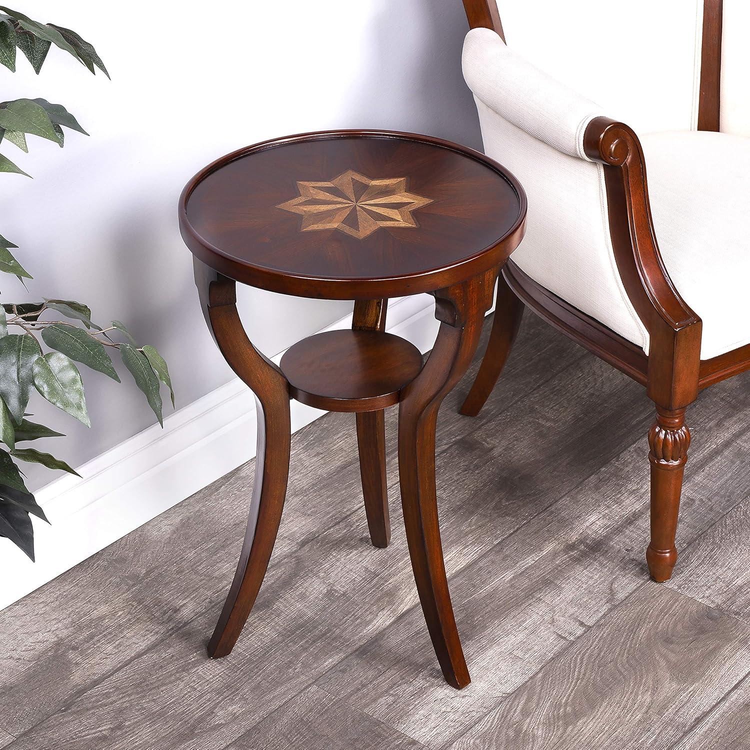 Dalton Cherry Brown Round Accent Table with Splayed Legs