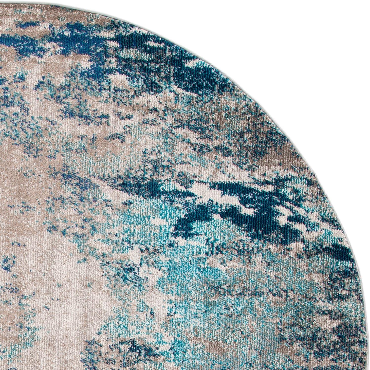 SAFAVIEH Madison Oscar Abstract Distressed Area Rug, Blue/Grey, 5' x 5' Round