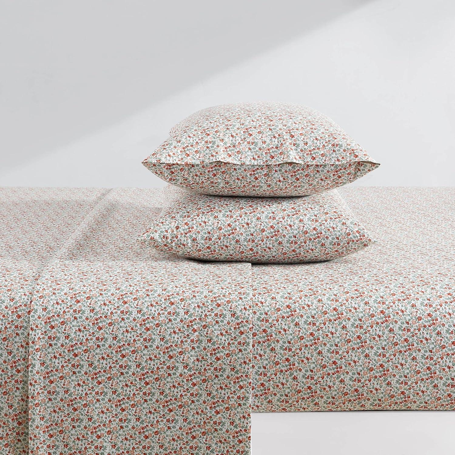 Emogene Twin Cotton Percale Floral Print Sheet Set