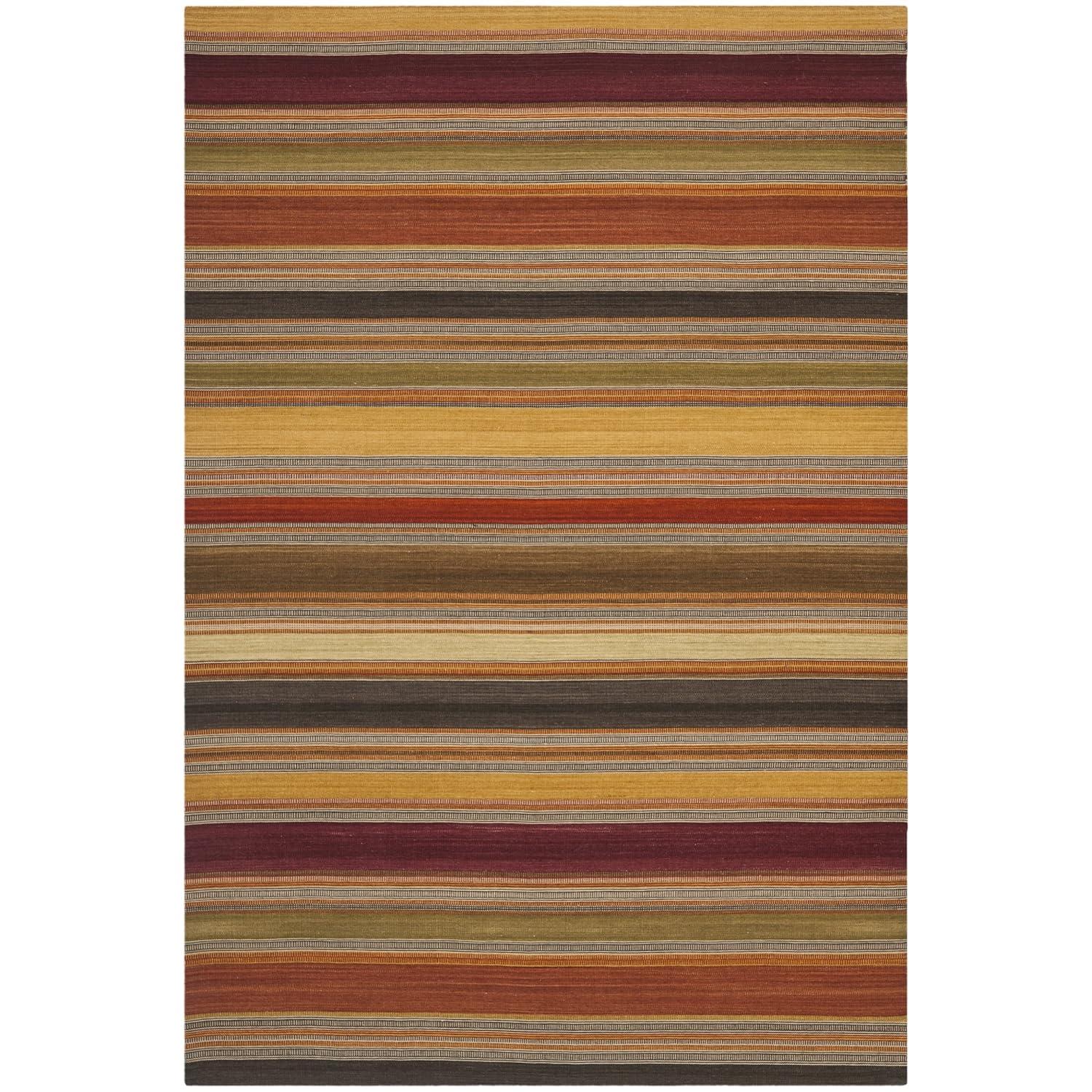 Striped Kilim STK315 Hand Woven Indoor Area Rug - Gold - 8'x10' - Safavieh
