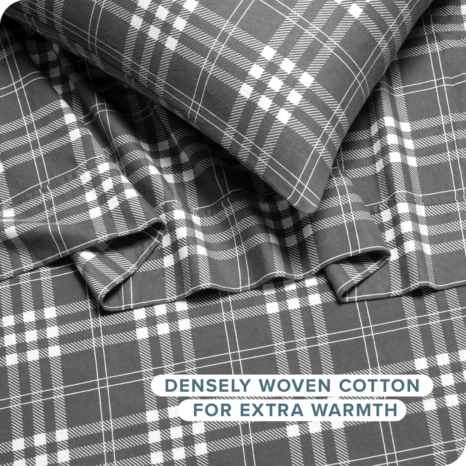 Bare Home Flannel Machine Woven Plaid Sheet Set