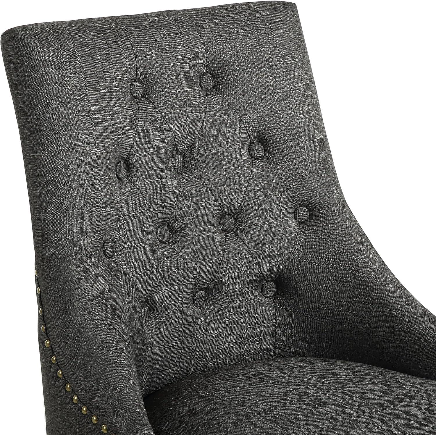 Xayoca Dining Chairs Set of 2,Upholstered Velvet Dining Room Chairs with Button-Tufted Decoration,Modern Kitchen Chairs with Nailhead Solid Wood Legs for Kitchen/Bedroom/Dining Room（Beige）