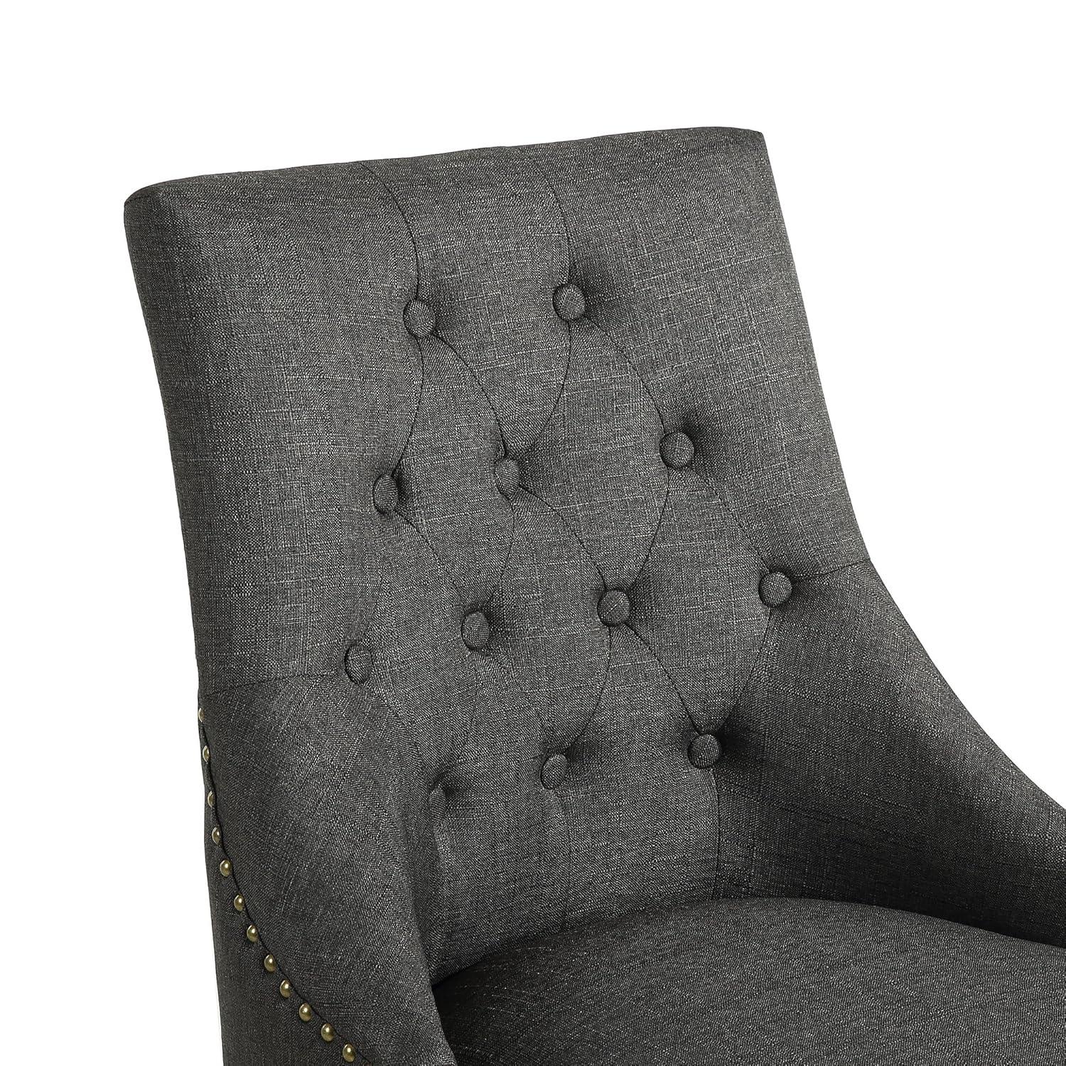 Xayoca Dining Chairs Set of 2,Upholstered Velvet Dining Room Chairs with Button-Tufted Decoration,Modern Kitchen Chairs with Nailhead Solid Wood Legs for Kitchen/Bedroom/Dining Room（Beige）