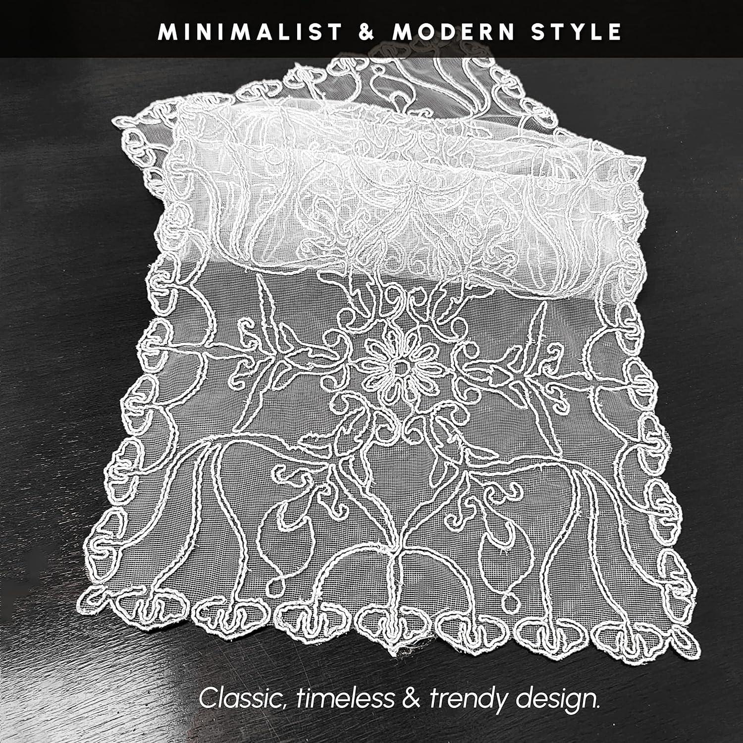 Elegant Comfort Embroidered Ingrid Table Runner, Lace-Style Dresser Scarf for Home and Dining Room, Decorative Tabletop Accent for Kitchen, Indoor, and Outdoor Use, 16 X 20 Inches, White