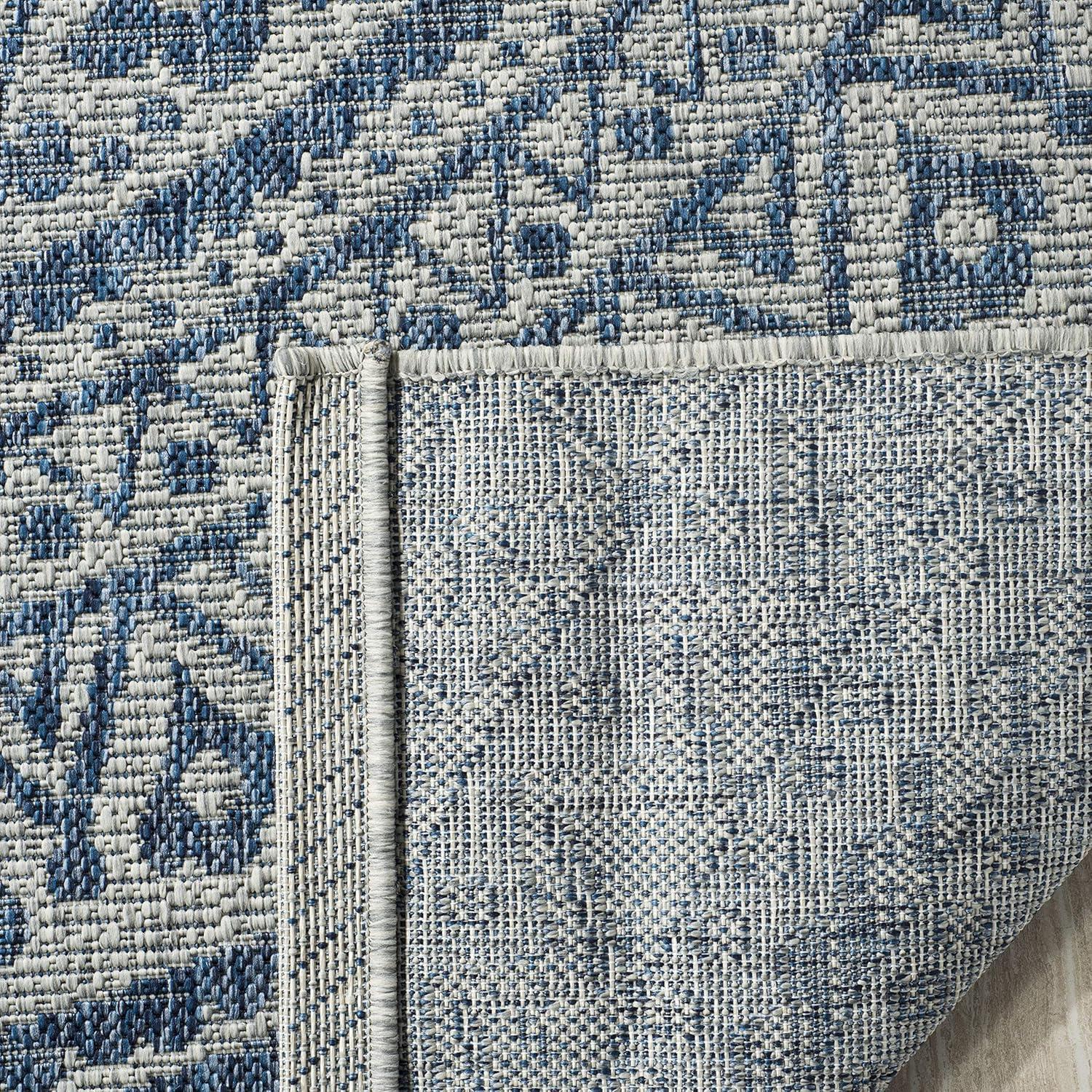 Courtyard CY8734 Power Loomed Indoor and Outdoor Area Rug - Light Grey/Blue - 4'x5'7" - Safavieh