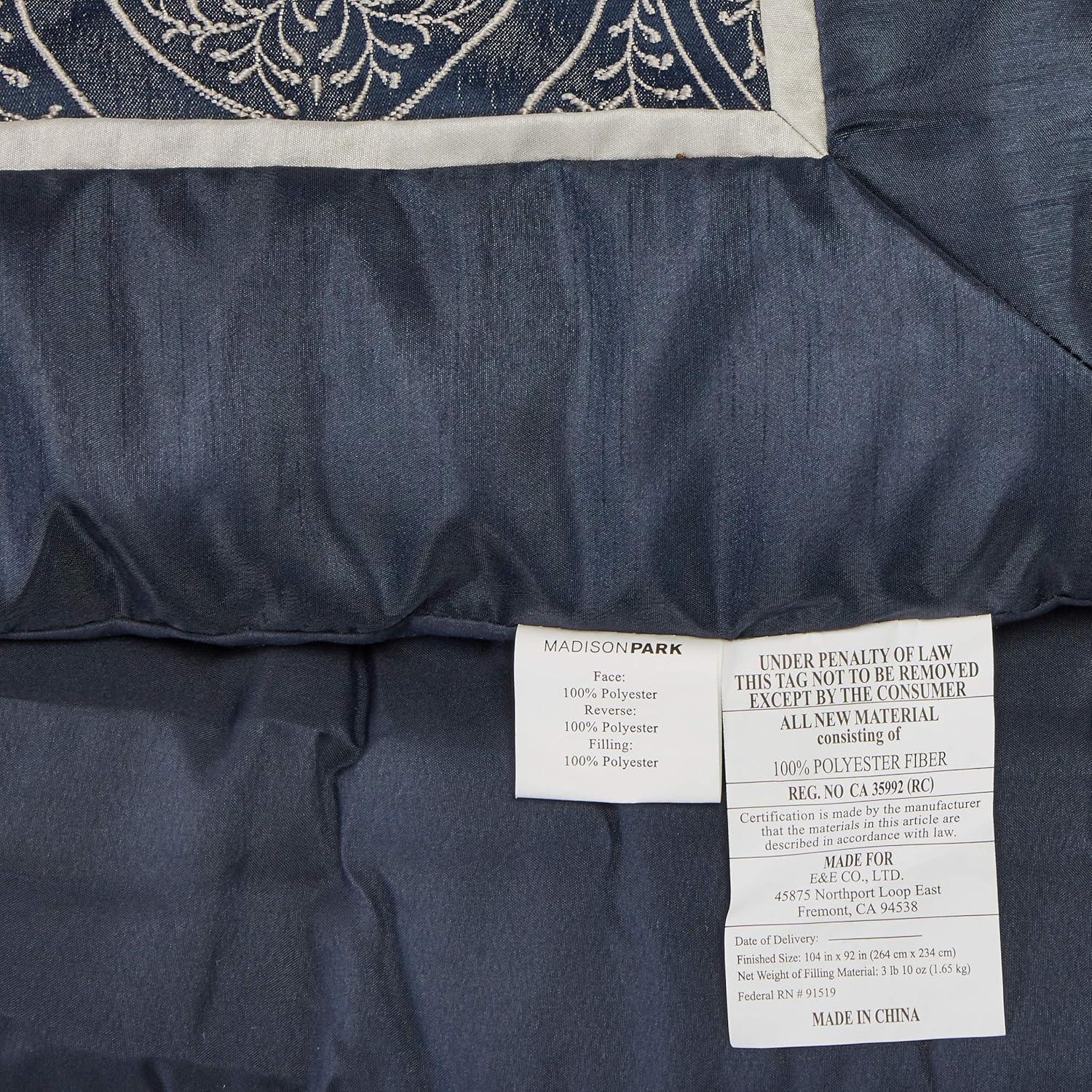 Madison Park Medina King 8-Piece Jacquard Comforter Set, Navy