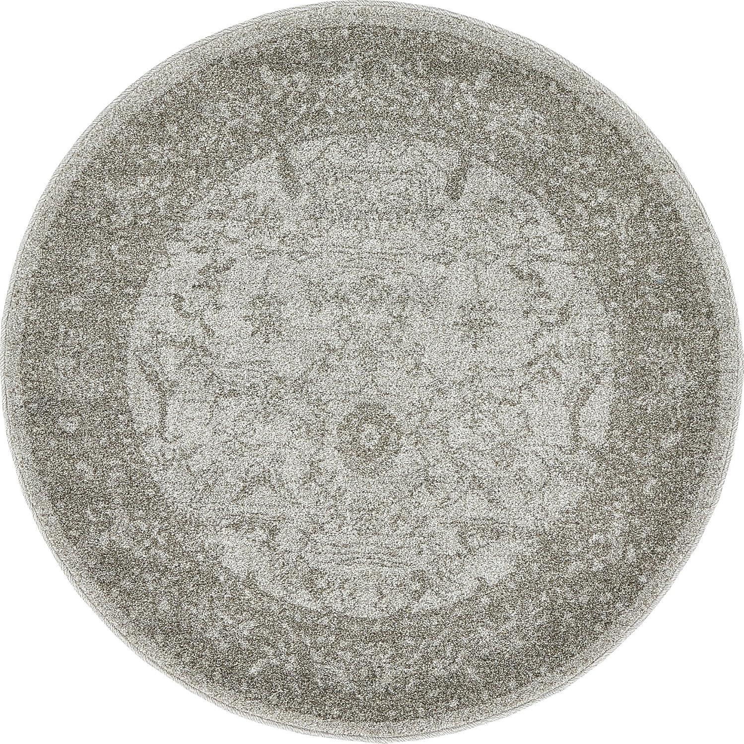 Unique Loom La Jolla Collection Area Rug - Floral (3' 3" Round Light Gray/Gray)