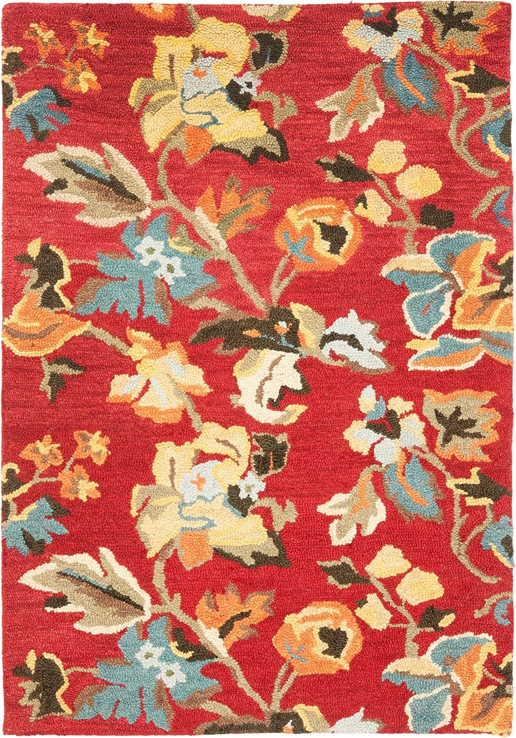 Blossom BLM672 Hand Hooked Area Rug - Red/Multi - 4'x6' - Safavieh.