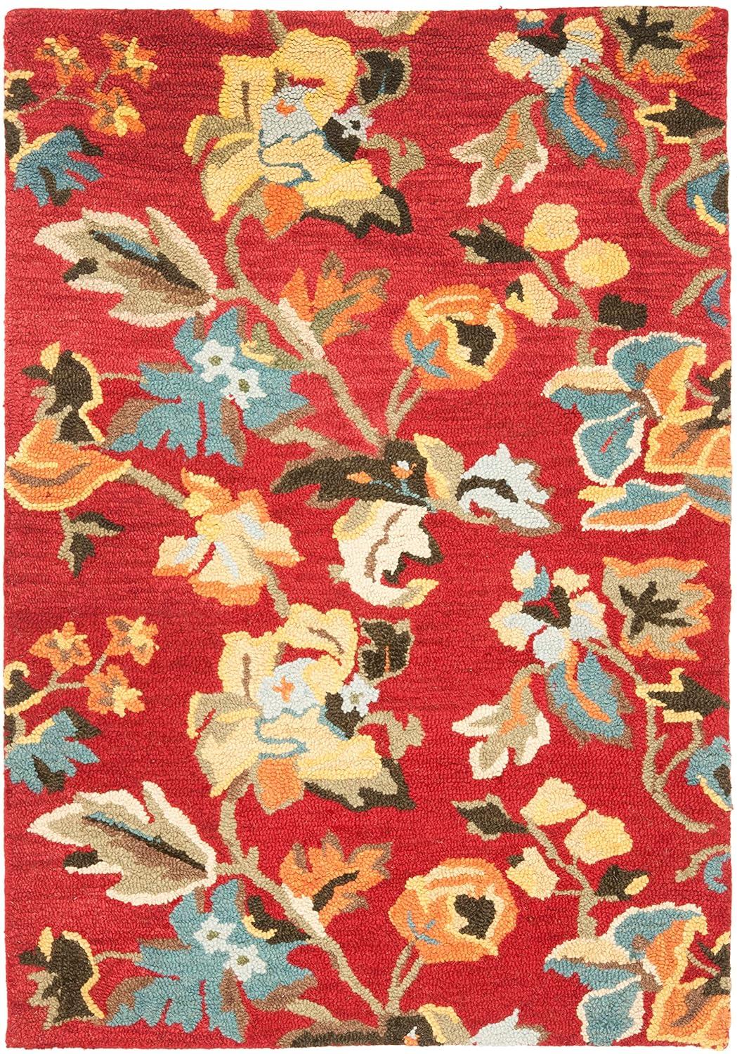 Blossom BLM672 Hand Hooked Area Rug - Red/Multi - 4'x6' - Safavieh.