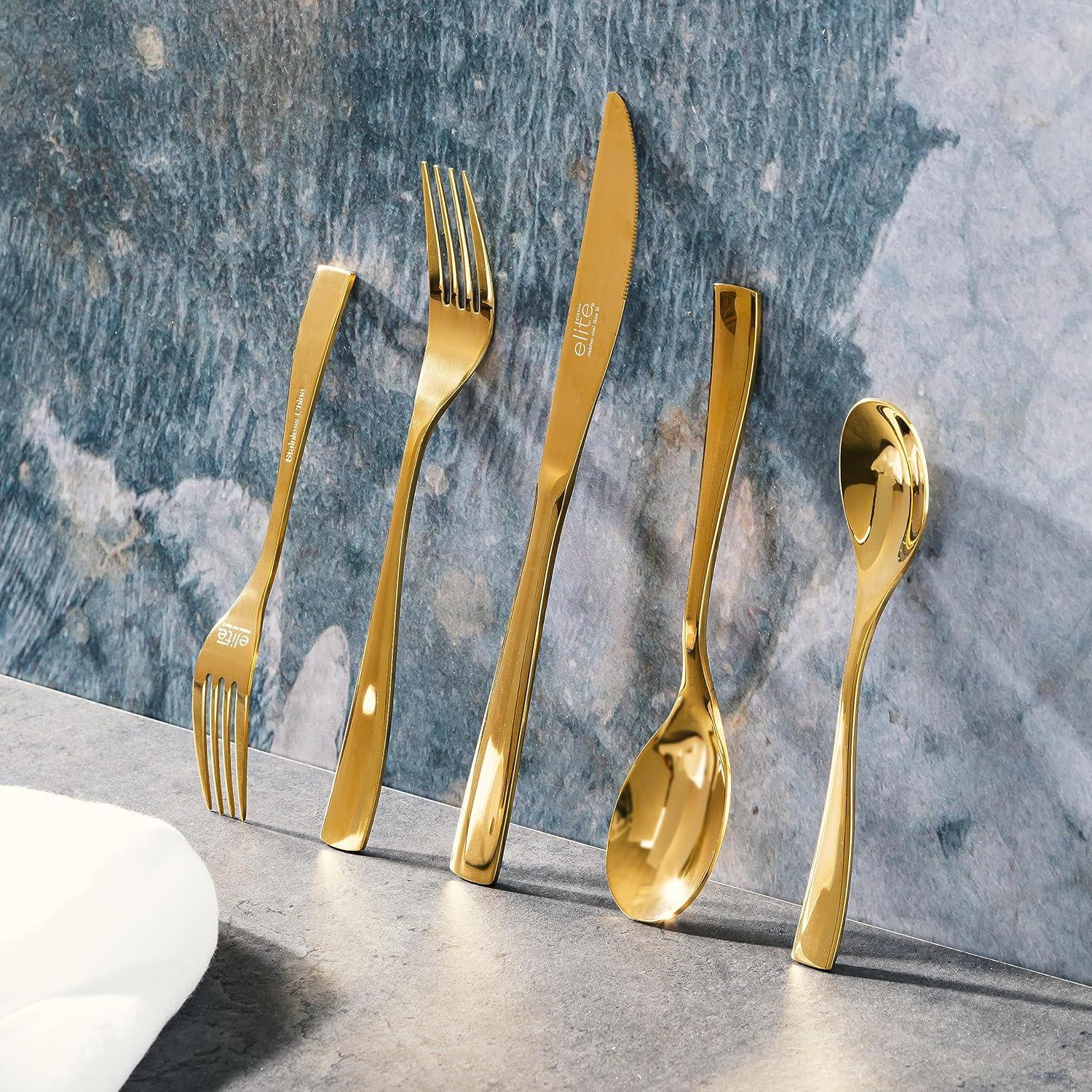 Gibson Elite Holland Road 20 Piece Gold Stainless Steel Flatware Set