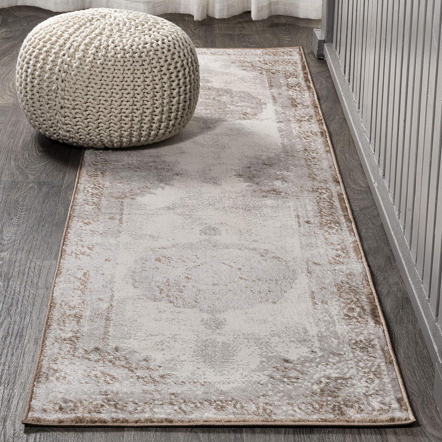 2'x8' Rosalia Cottage Medallion Runner Rug, Brown/Cream - JONATHAN Y