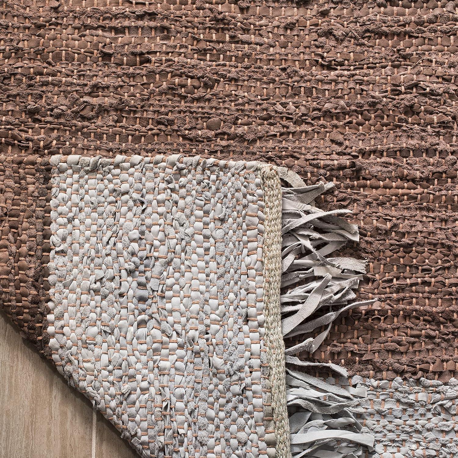 Vintage Leather VTL310 Hand Woven Indoor Accent Rug - Light Grey/Brown - 2'x3' - Safavieh