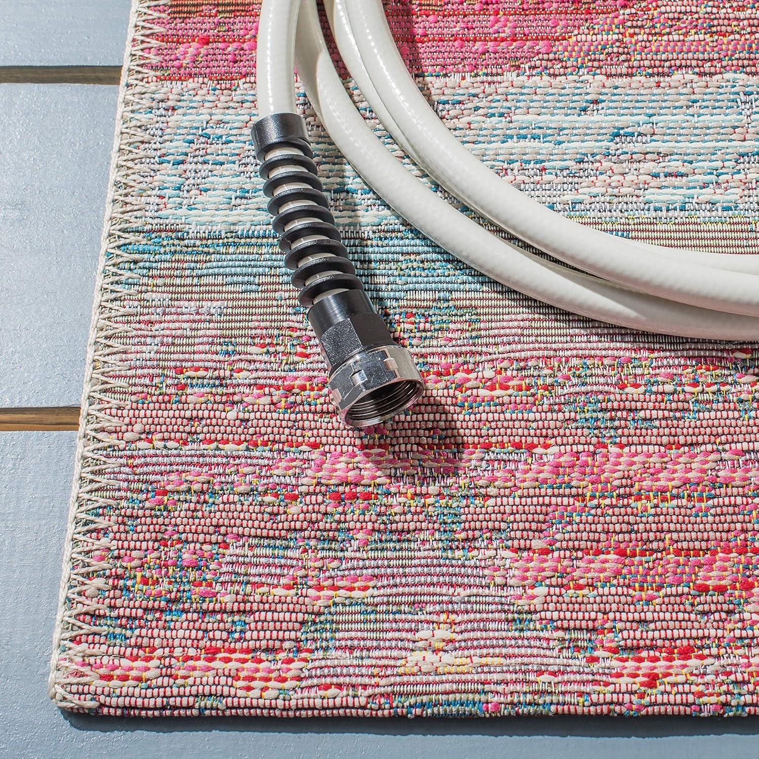 Barbados 500 BAR554 Power Loomed Indoor/Outdoor Area Rug - Light Blue/Pink - 8'x10'5" - Safavieh
