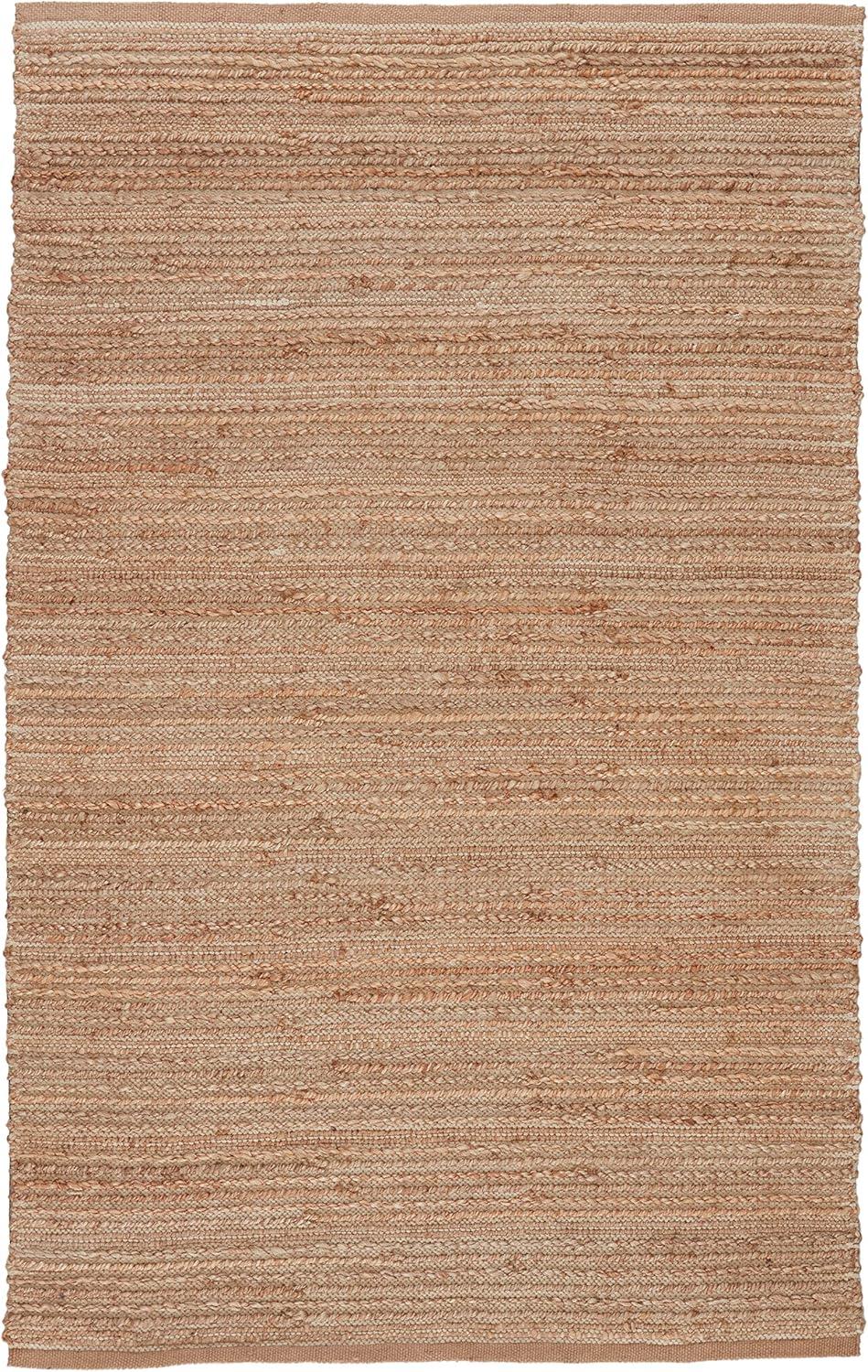 Reversible Tan & Ivory Flat Woven Jute-Cotton Rug 5'x8'