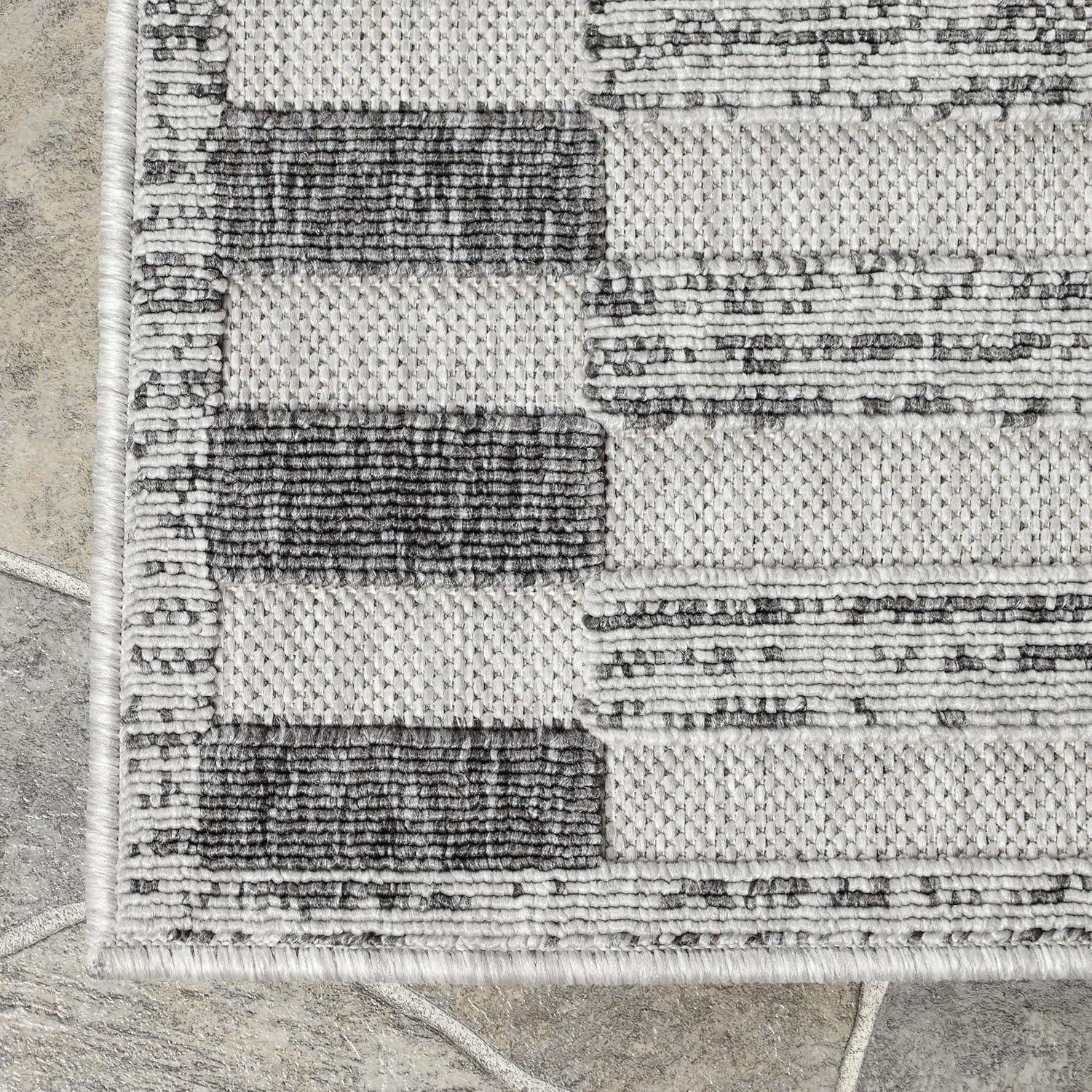 Superior Indoor Outdoor Area Rug, Perfect for Patio, Bedroom, Kitchen, Laundry Room, Entryway, Office, Playroom, Carpet Cover, Geometric Contemporary Stripe, Grayson Collection, 5' 2" x 7' 2", Grey