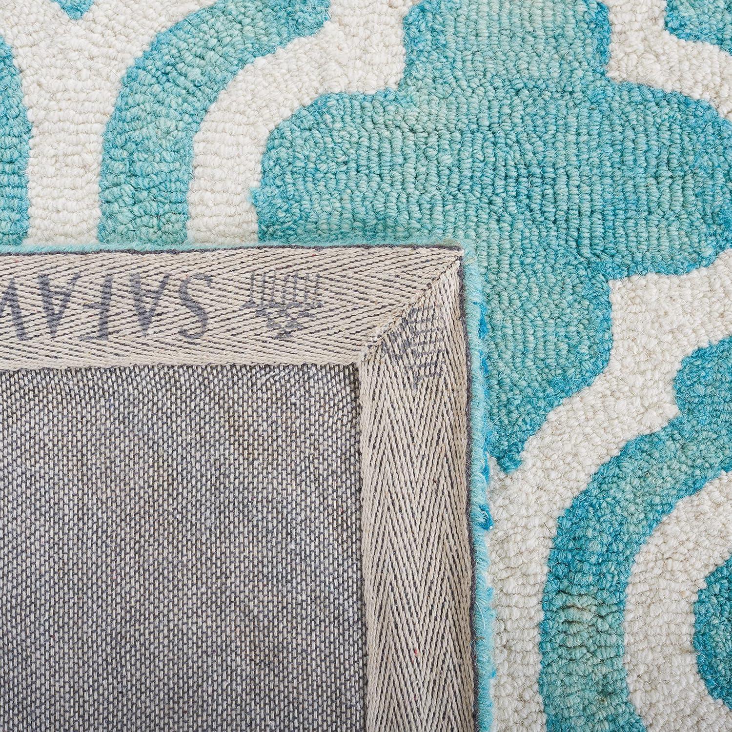 Dip Dye DDY537 Hand Tufted Indoor Area Rug - Turquoise/Ivory - 5'x5' - Safavieh