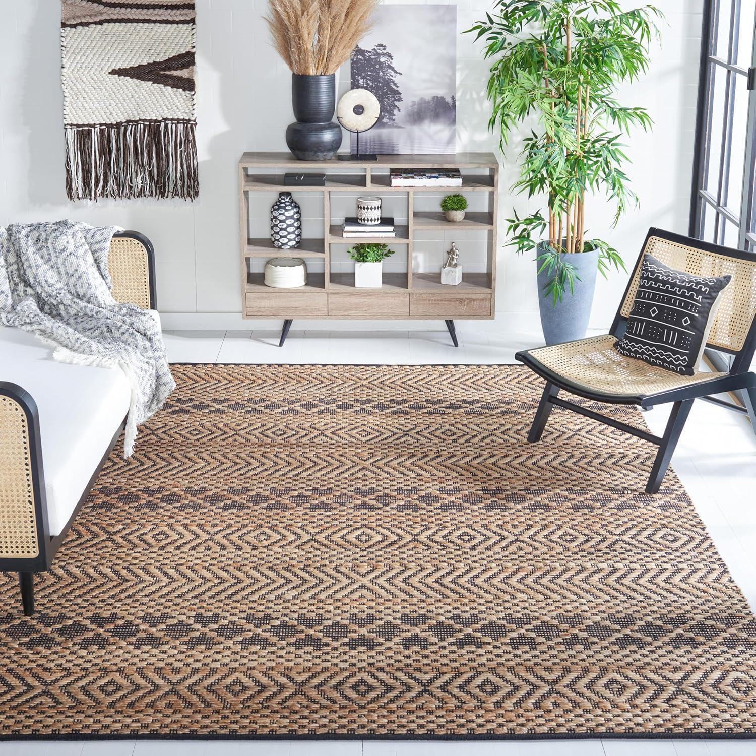 Kilim KLM455 Hand Woven Area Rug - Natural/Black - 8'x10' - Safavieh.