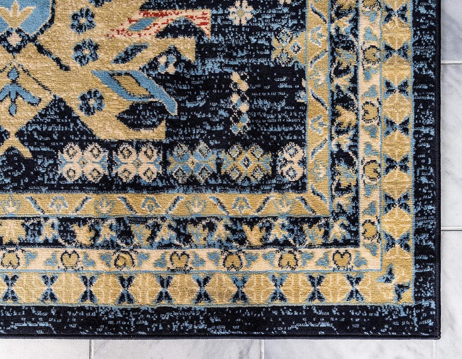Unique Loom 7' 1 x 10' 0 Navy Blue Taftan Oasis Area Rug