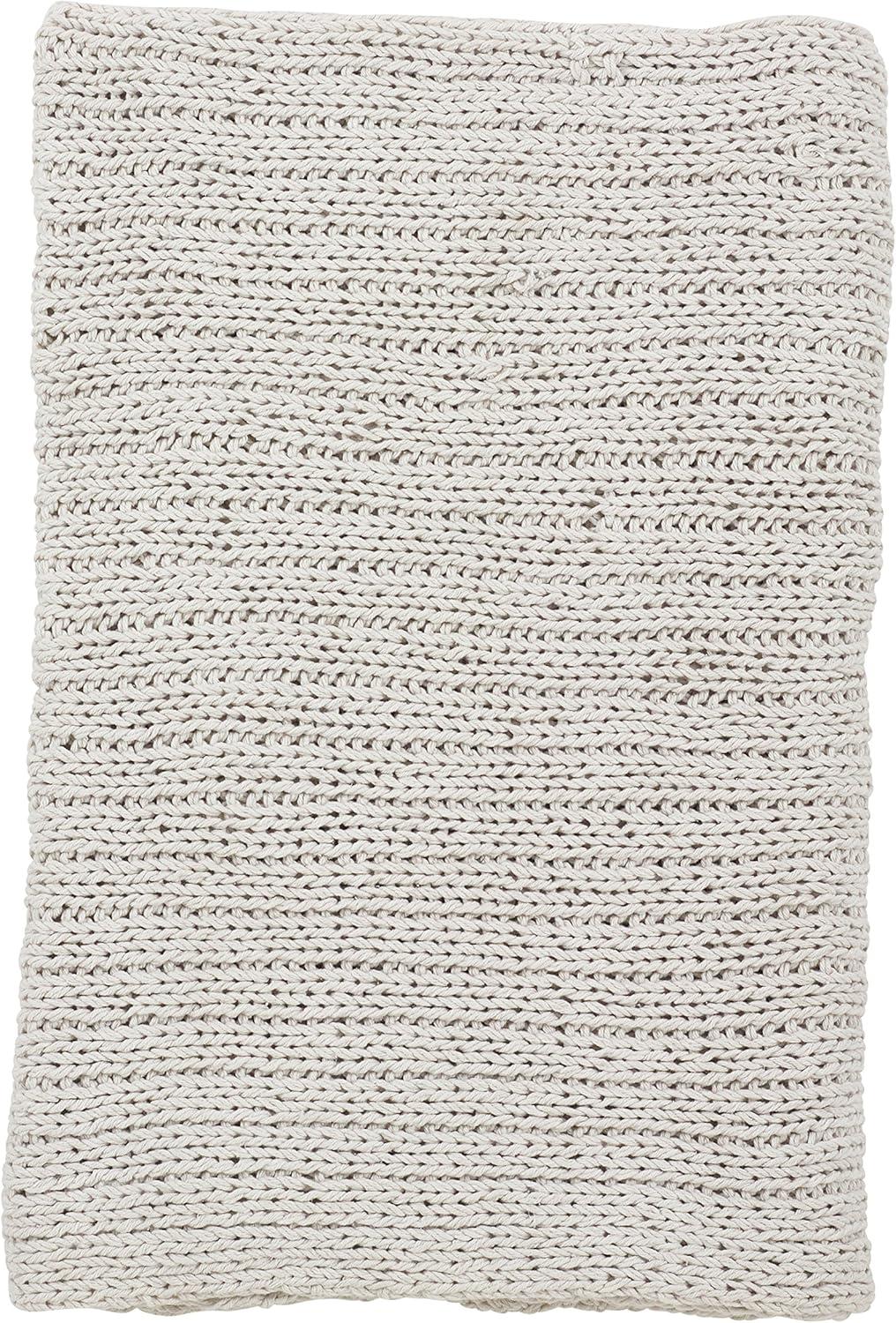 Ivory Cotton Knitted Reversible Throw Blanket 27" x 24.5"