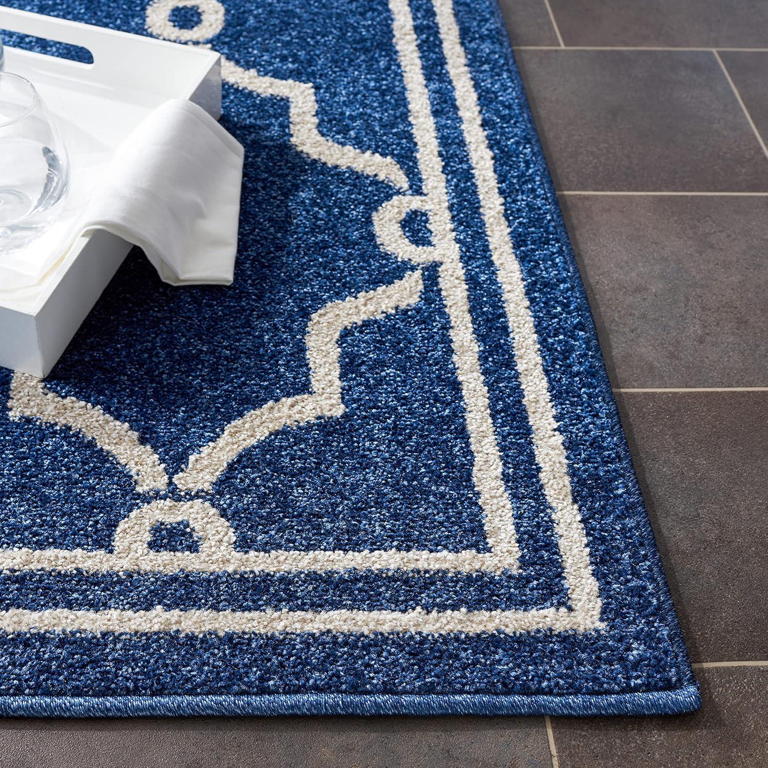 Amherst AMT414 Power Loomed Indoor Area Rug - Navy/Beige - 9'x12' - Safavieh