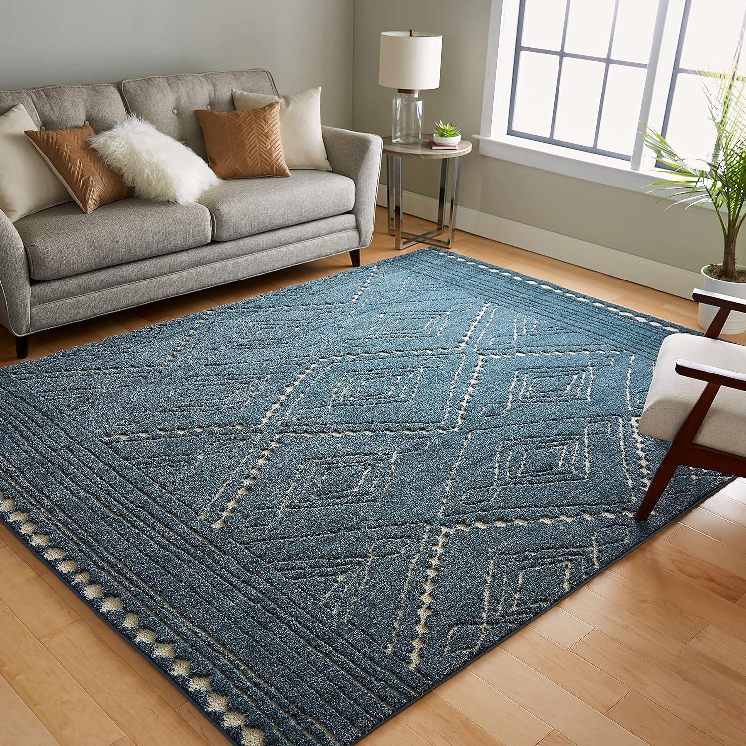 Mohawk Home Vado Geometric Woven Indoor Area Rug, Blue, 4' x 6'