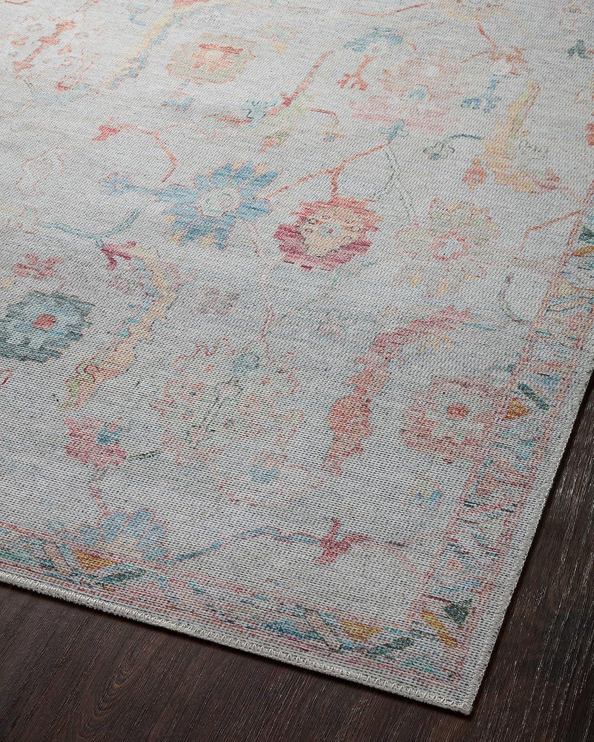 Elysium Faded Floral Blue Synthetic 7'-6" x 9'-6" Area Rug