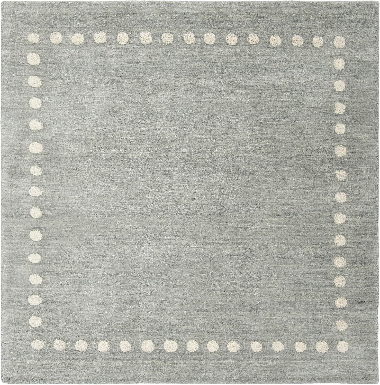 Hand-Tufted Whimsy Wool Square Rug for Kids in Gray