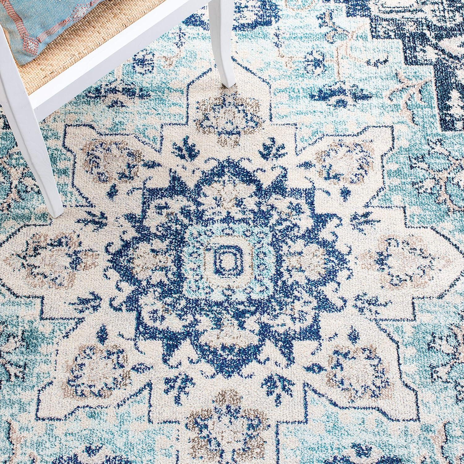 Madison MAD473 Power Loomed Indoor Area Rug - Teal/Navy - 5'3"x7'6" - Safavieh