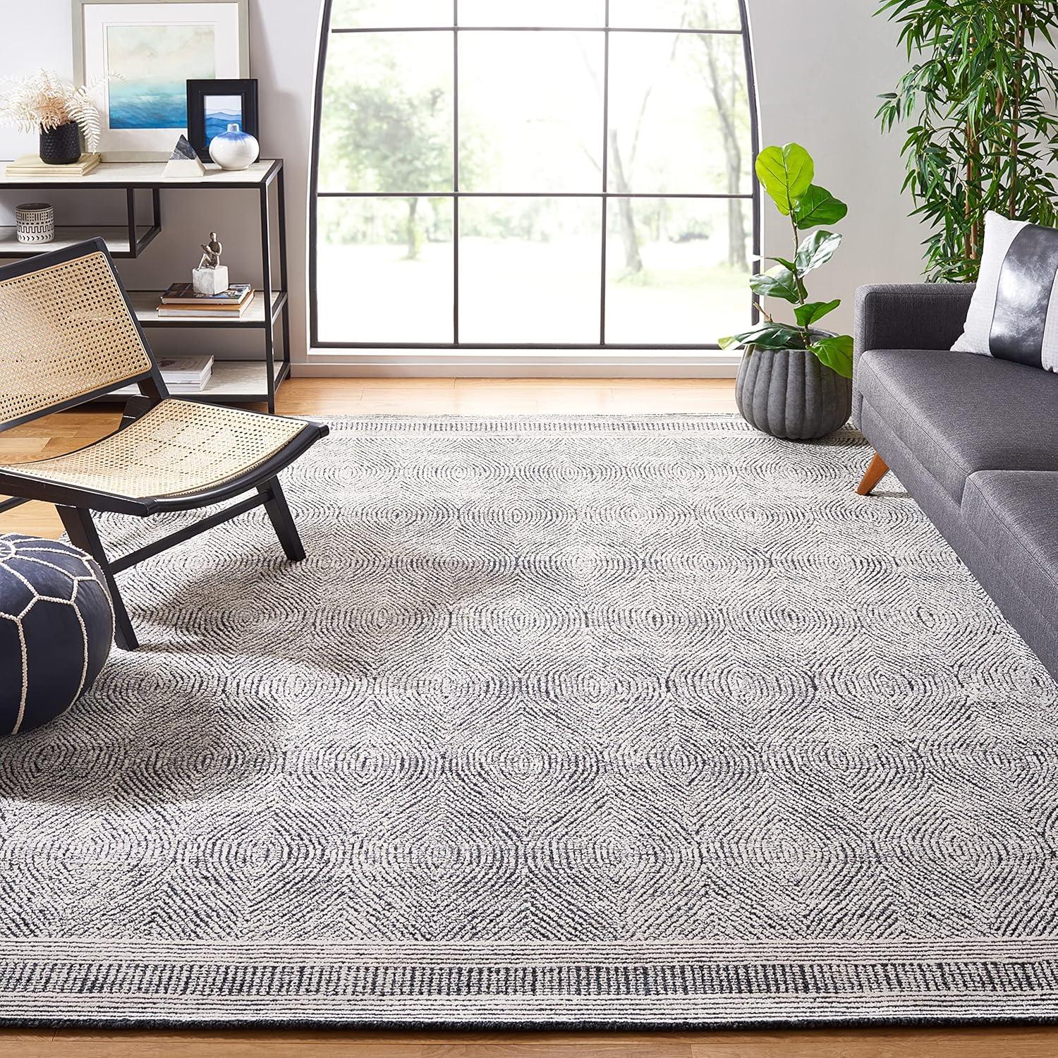 Abstract ABT340 Handmade Indoor Area Rug - Ivory/Chocolate - 8'x10' - Safavieh