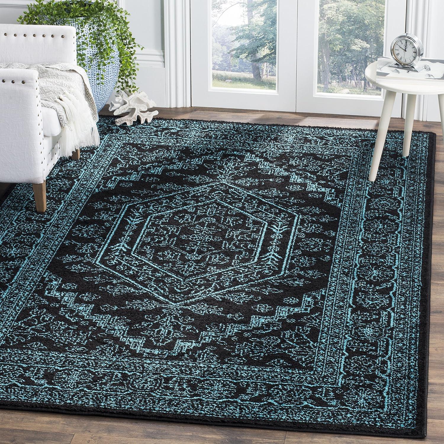 SAFAVIEH Adirondack Xavier Oriental Area Rug, Black/Teal, 4' x 6'