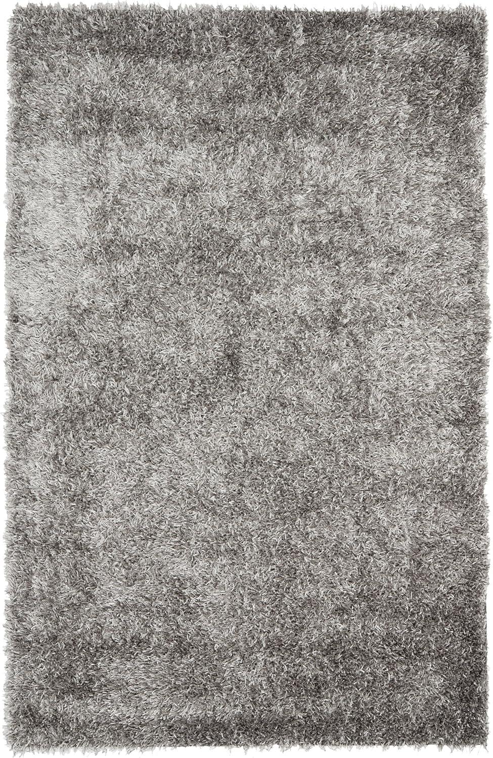 SAFAVIEH New Orleans Darius Solid Polyester Shag Area Rug, Grey, 6' x 9'