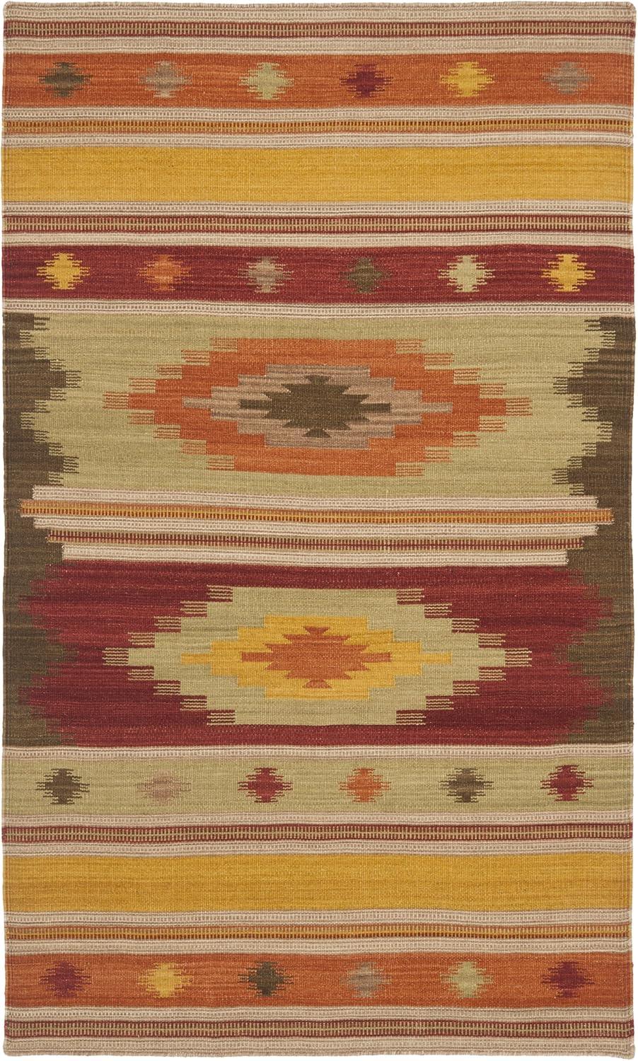 Kilim NVK176 Hand Woven Indoor Accent Rug - Brown/Multi - 3'x5' - Safavieh