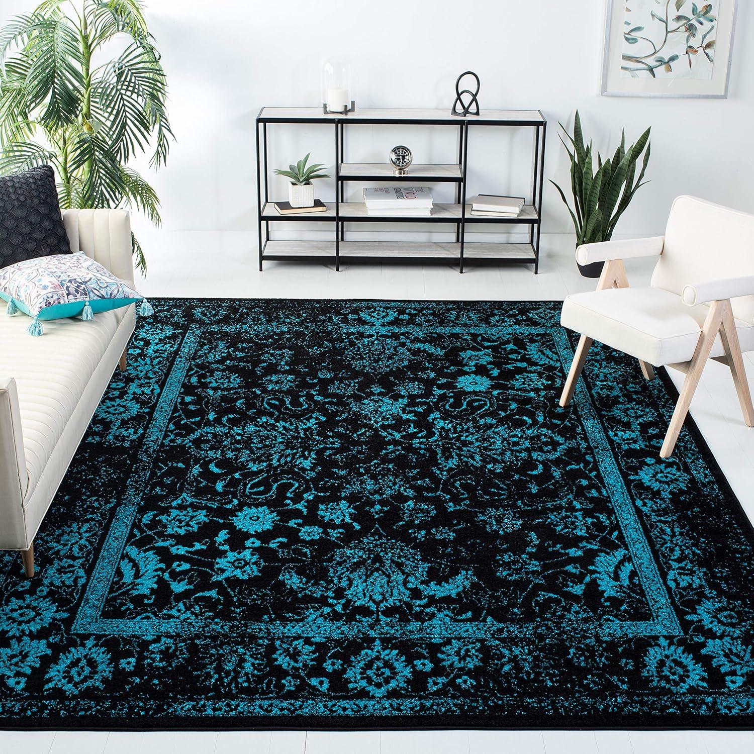 Adirondack ADR109 Machine Made Indoor Area Rug - Black/Teal - 8'x10' - Safavieh