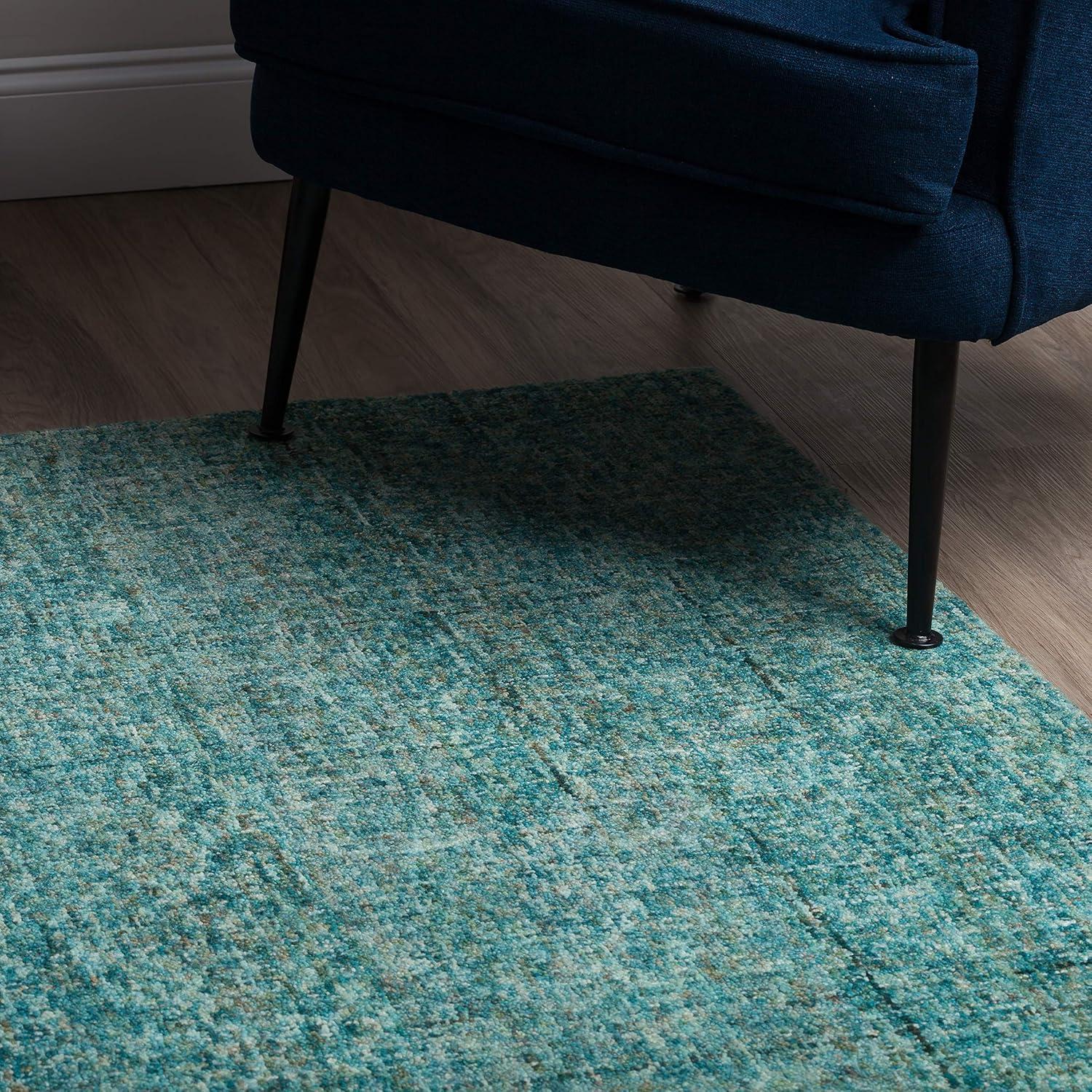 Handmade Turquoise & Teal Wool Rectangular Rug 3'6" x 5'6"