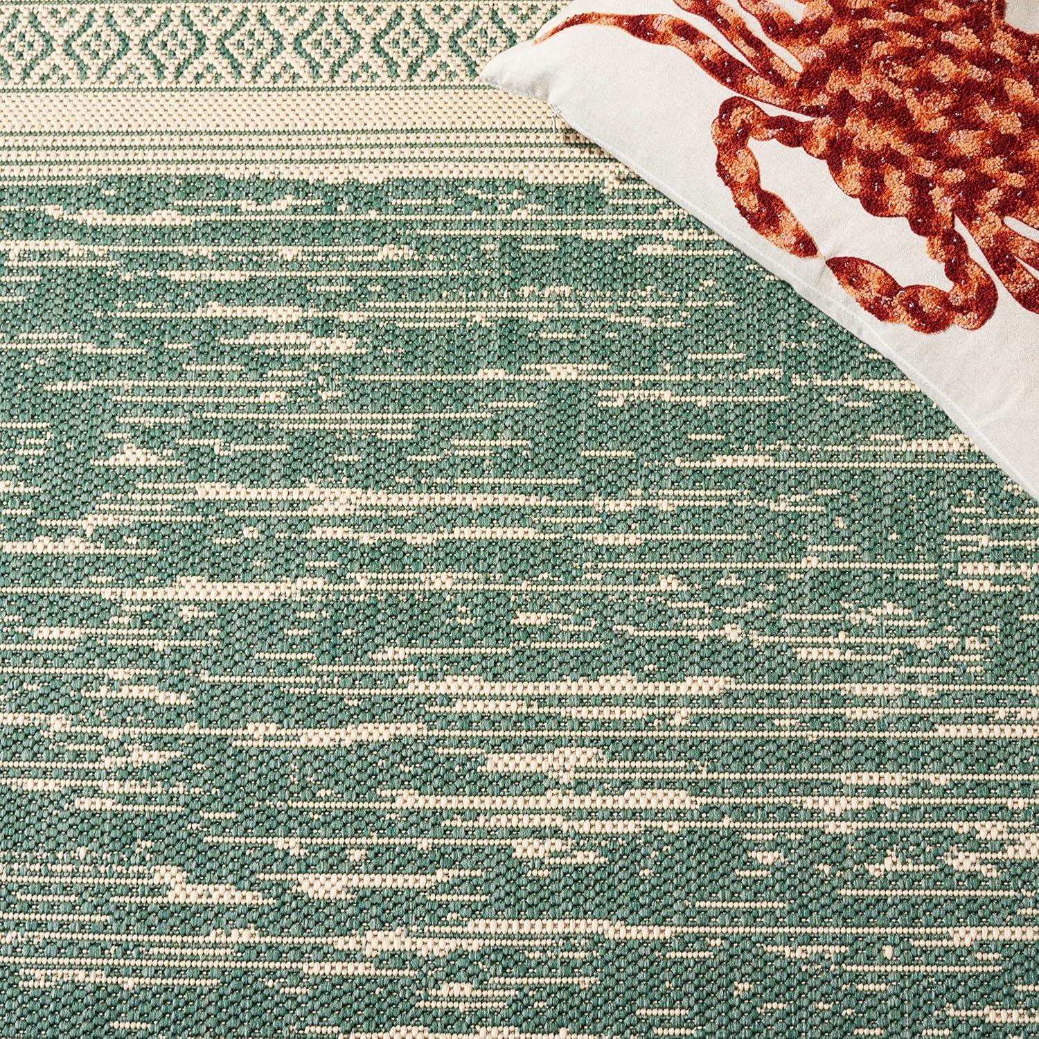 Courtyard CY8061 Power Loomed Indoor and Outdoor Area Rug - Dark Green/Beige - 5'3"x7'7" - Safavieh