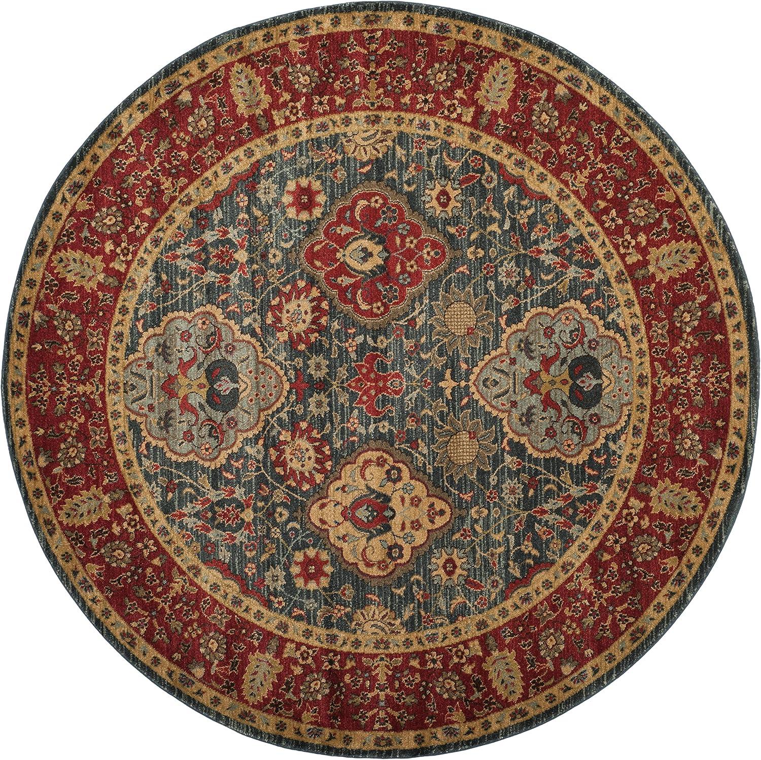 Mahal MAH655 Power Loomed Area Rug - Navy/Red - 3' round - Safavieh.