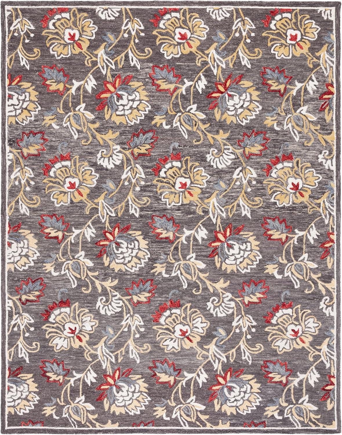 Blossom BLM276 Hand Tufted Area Rug - Dark Grey/Yellow - 8'x10' - Safavieh.