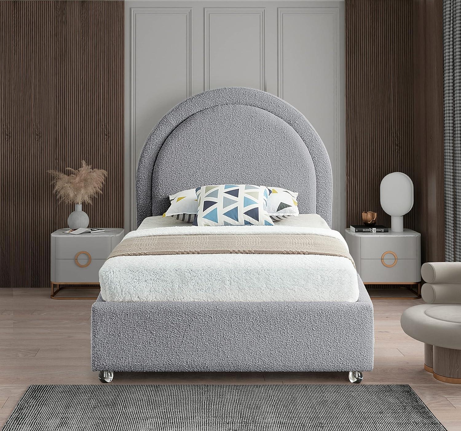 Meridian Furniture Milo Grey Fabric Twin Bed