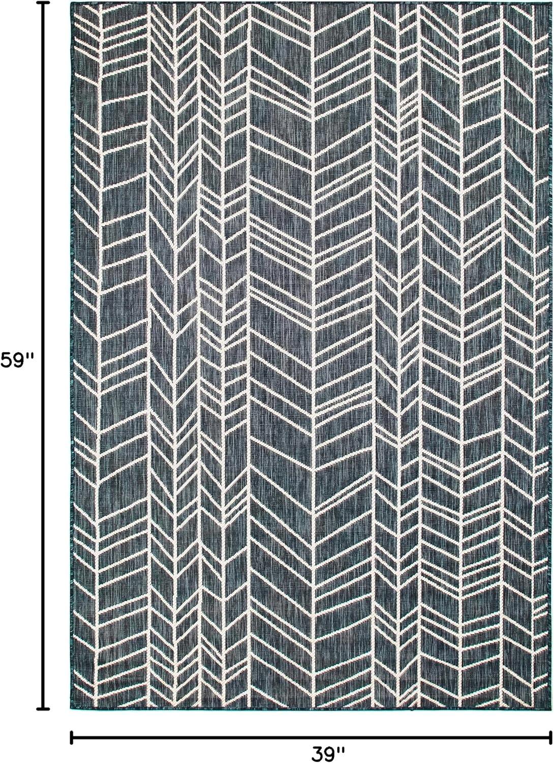 Liora Manne  Carmel Chevron Indoor/Outdoor Rug Navy 3'3" x 4'11" 3' x 5' Navy Rectangle