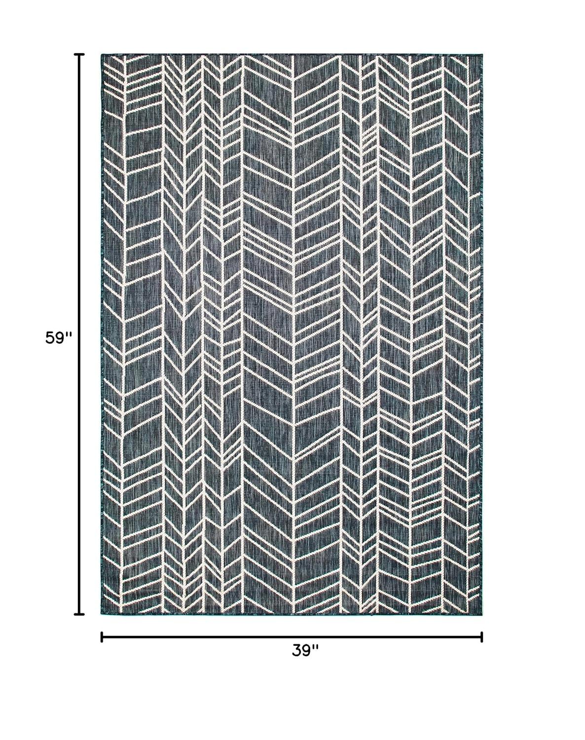Liora Manne  Carmel Chevron Indoor/Outdoor Rug Navy 3'3" x 4'11" 3' x 5' Navy Rectangle