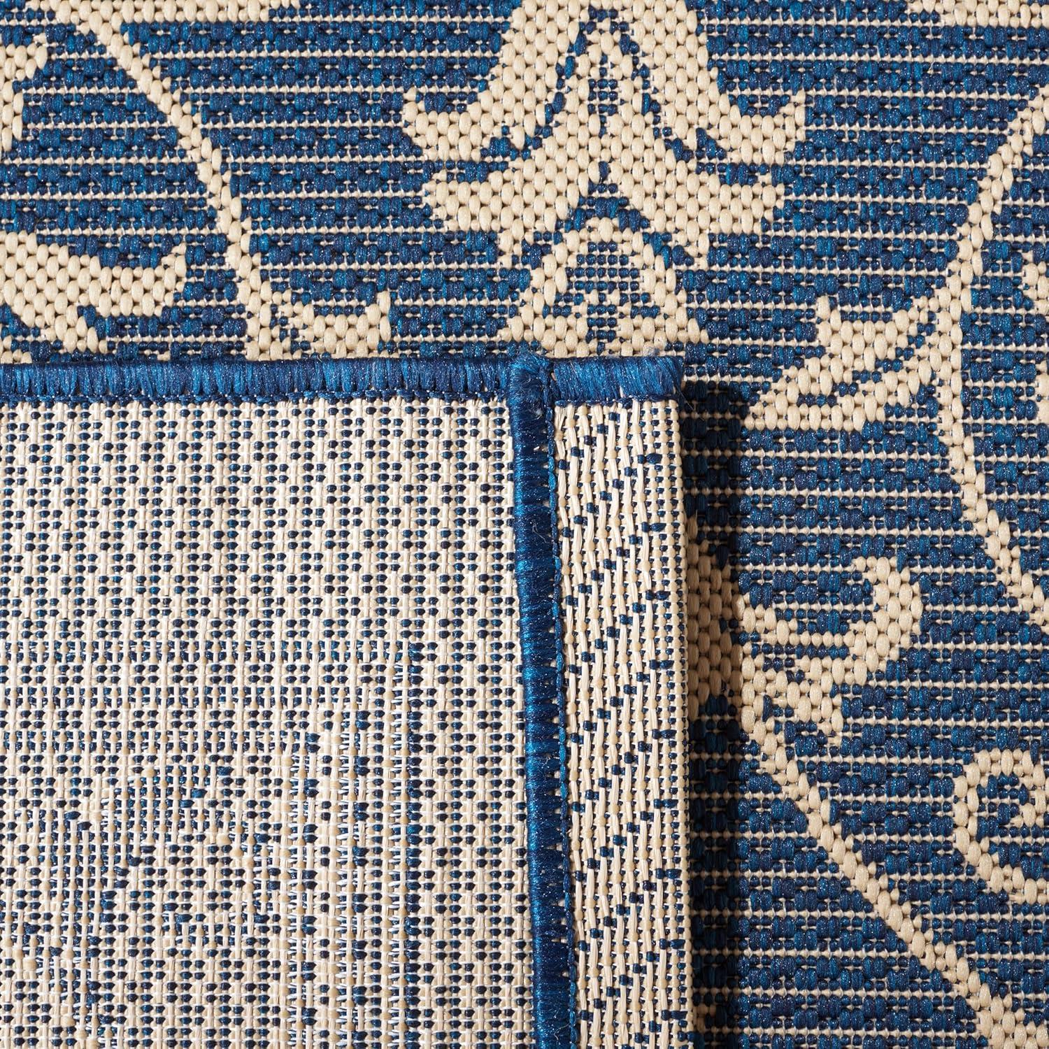 SAFAVIEH Courtyard Nanda Floral Indoor/Outdoor Area Rug, 9' x 12', Navy/Beige