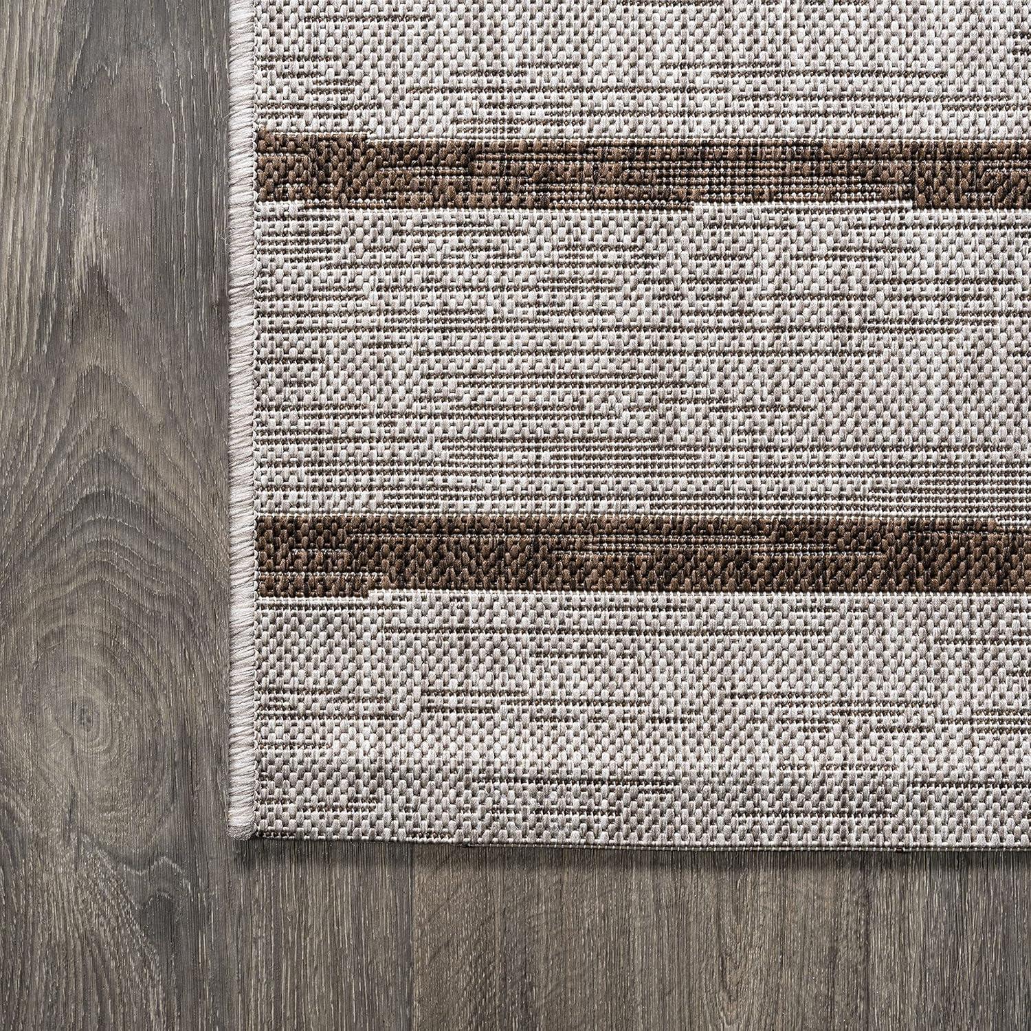 3'x5' Colonia Berber Stripe Indoor/Outdoor Area Rug, Beige/Brown - JONATHAN Y