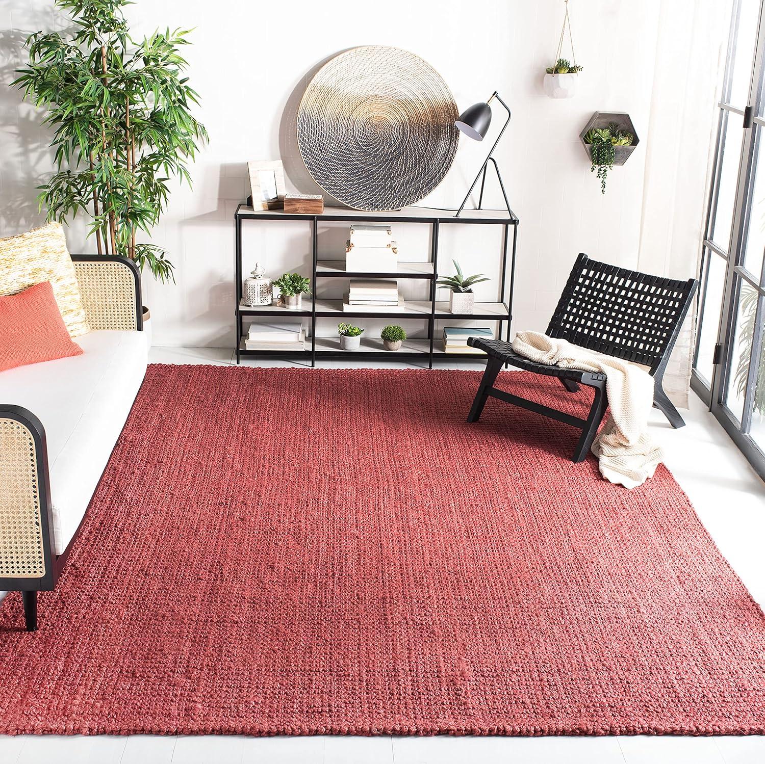 SAFAVIEH Natural Fiber Milica Braided Jute Area Rug, Red, 9' x 12'