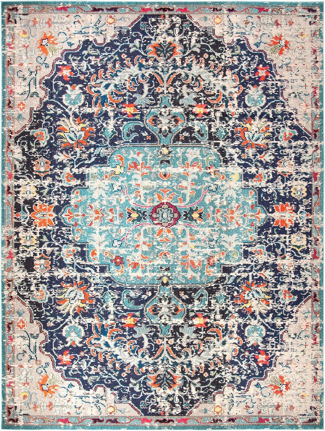 SAFAVIEH Madison Joandra Southwestern Area Rug, Black/Teal, 10' x 14'